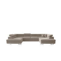ECKSOFA Falio U-förmiges mit Schlaffunktion und Kopfstützen Velours KaltesBeige - Cappuccino, Holz/Textil (202/345cm) - Kaiser Möbel