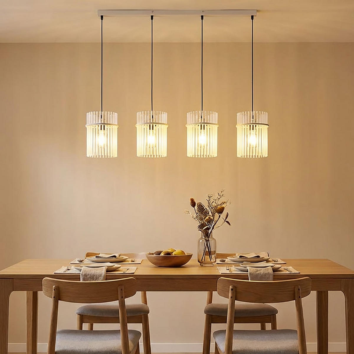 HÄNGELEUCHTE Gorley LED Metall, sandfarben, Glasstäbe - Bernsteinfarben, Glas (110/20/140cm) - Globo Lighting