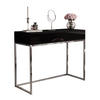 KONSOLE BLANCO GLAMOUR II auf verchromtem Gestell Schwarz Hochglanz PUSH OPEN - Schwarz Hochglanz/Silberfarben, Holzwerkstoff (42/100/81cm) - Lookway