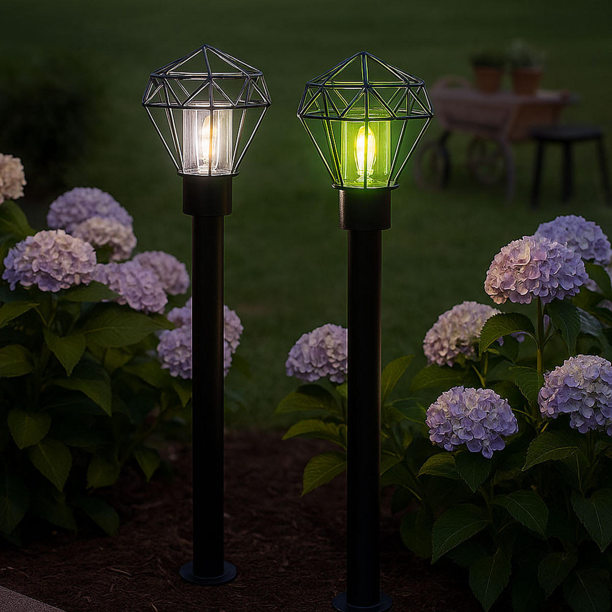 RGB LED STEHLEUCHTE Edelstahl Schwarz - Schwarz, Metall (22.5/25.5/100cm) - Globo Lighting