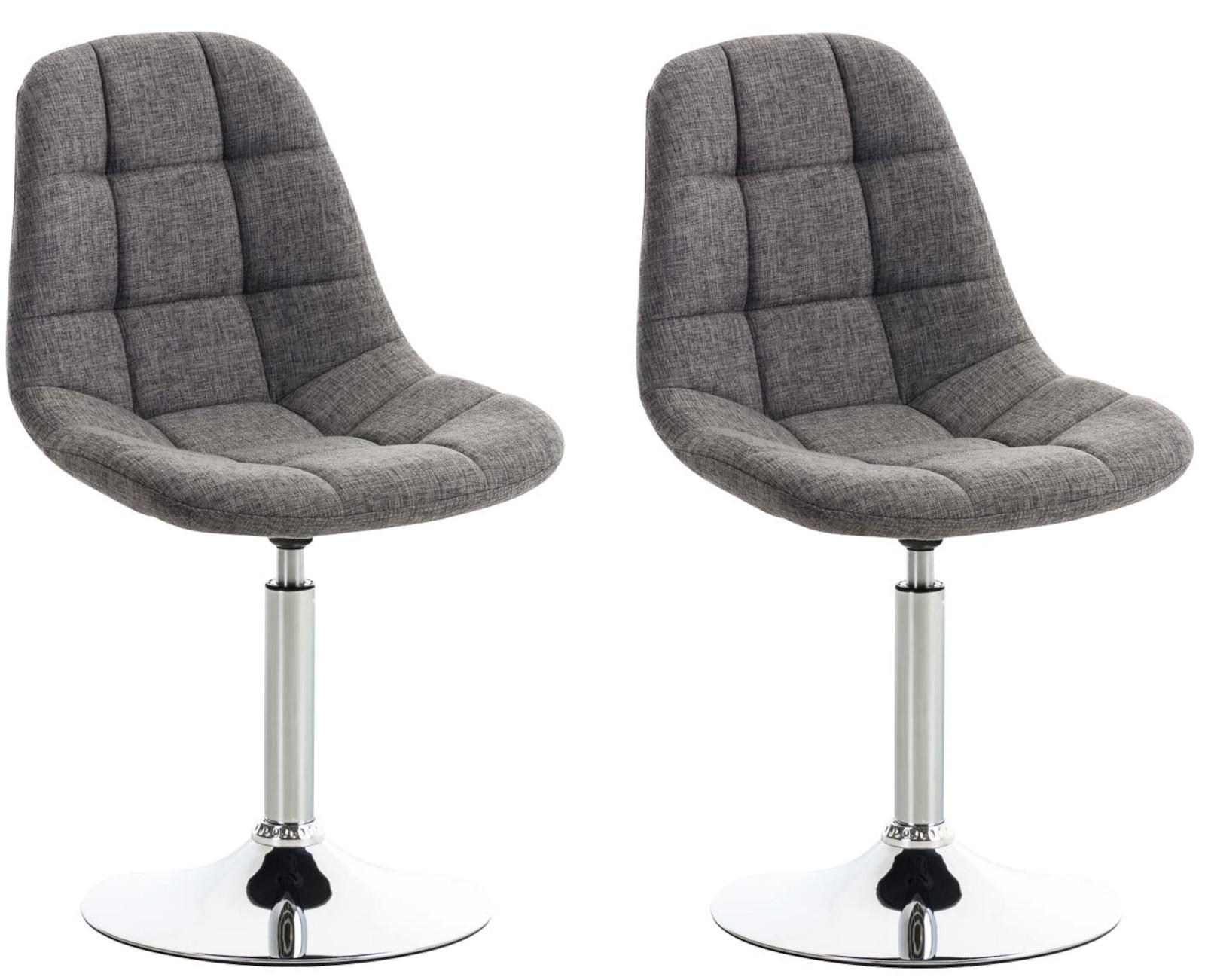 DREHSTUHL 2er Set Stoff hellgrau - Chromfarben/Hellgrau, Textil/Metall (48/84/52cm) - CLP
