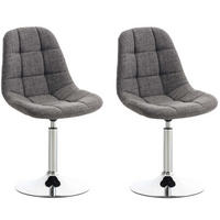 DREHSTUHL 2er Set Stoff hellgrau - Chromfarben/Hellgrau, Textil/Metall (48/84/52cm) - CLP