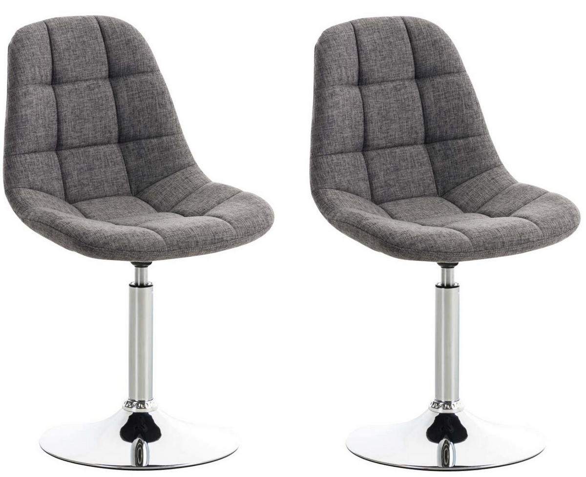 DREHSTUHL 2er Set Stoff hellgrau - Chromfarben/Hellgrau, Textil/Metall (48/84/52cm) - CLP