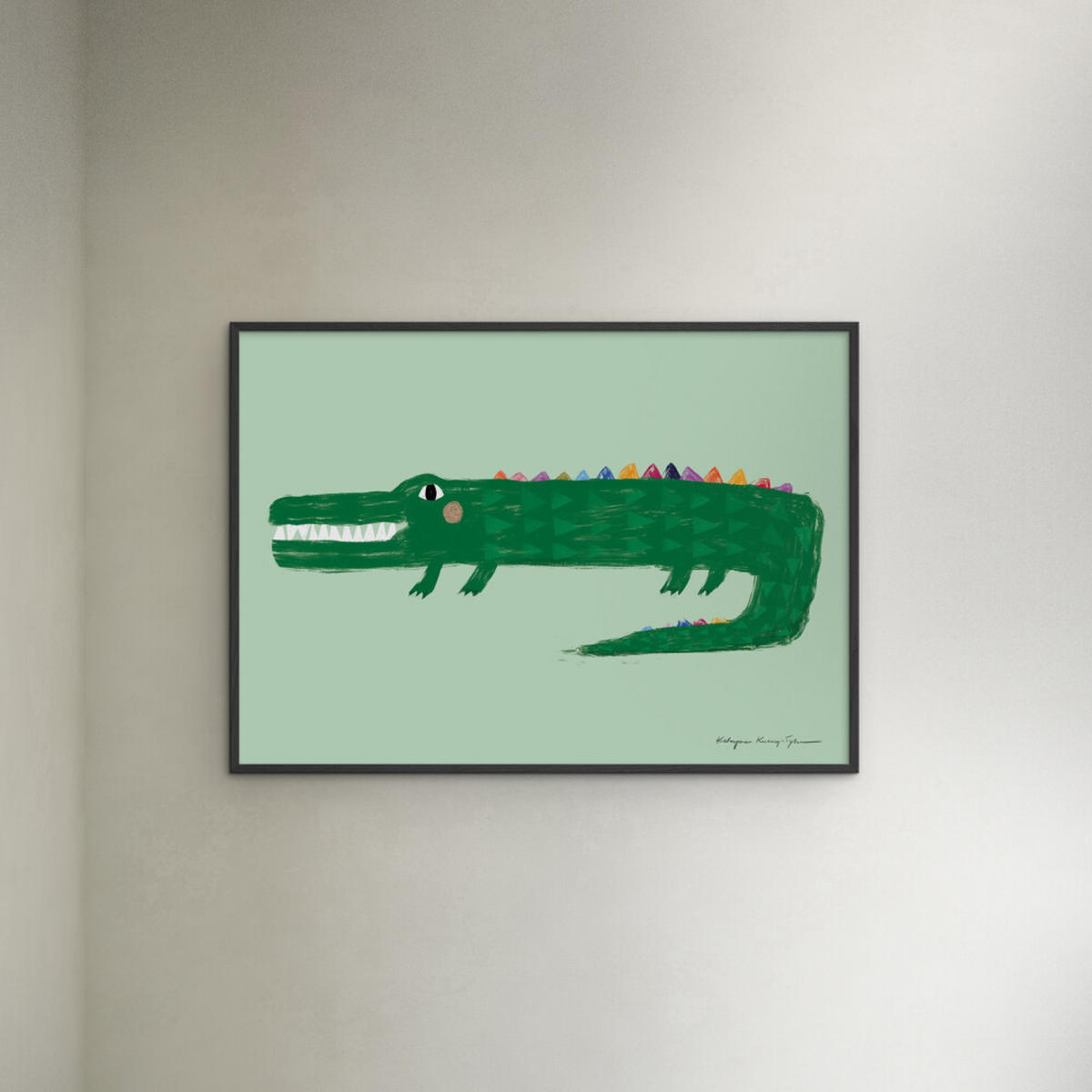 POSTER mit Rahmen Wild Apple - Crocodile - Schwarz/Grün, Holz/Papier (70/100cm) - Poster&Frame