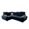 ECKSOFA APOLLO KN08, Eckcouch in L-Form mit Schlaffunktion, Farbe: Blau, Velourstoff, Ottomane Links - Blau, Textil (255/190cm) - O-Sofa