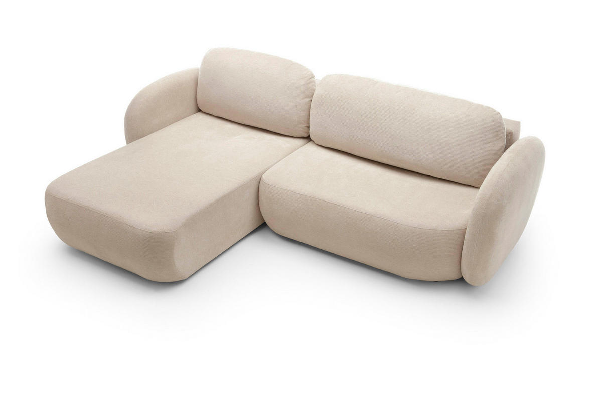 ECKSOFA OLIO L-Form Schlaffunktion mit Bettkasten, lose Rückenkissen, freistehend, LINKS 174x248 cm Beige - Beige, Holz/Textil (174/248cm) - DomoHome