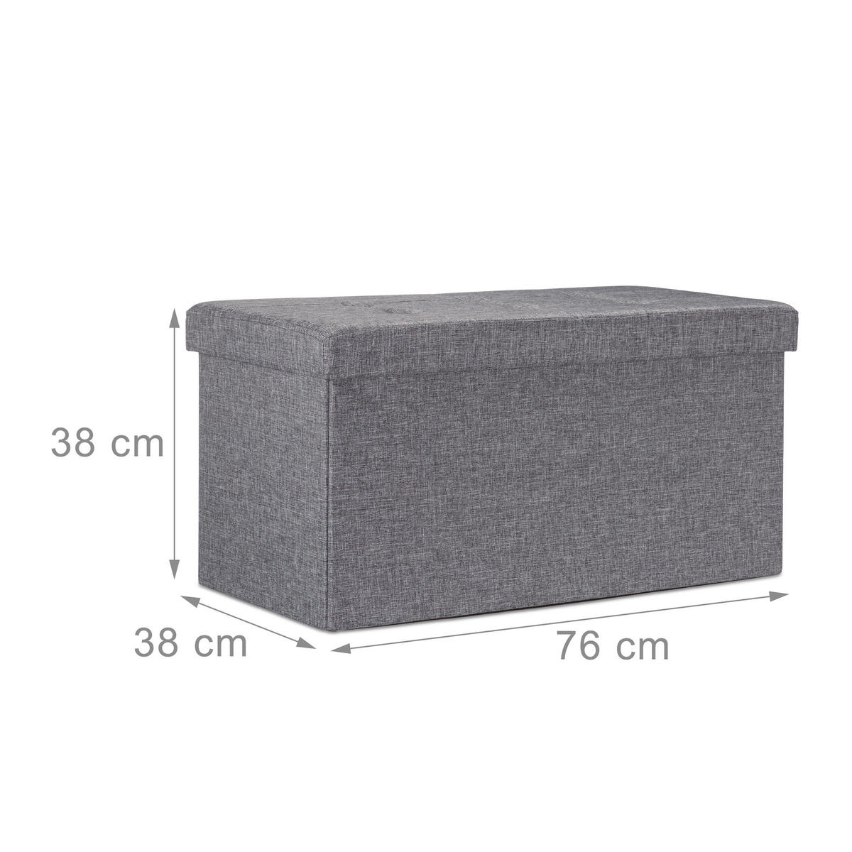 FALTBARE Sitzbank - Anthrazit, Holzwerkstoff/Textil (38/38/76cm) - Relaxdays