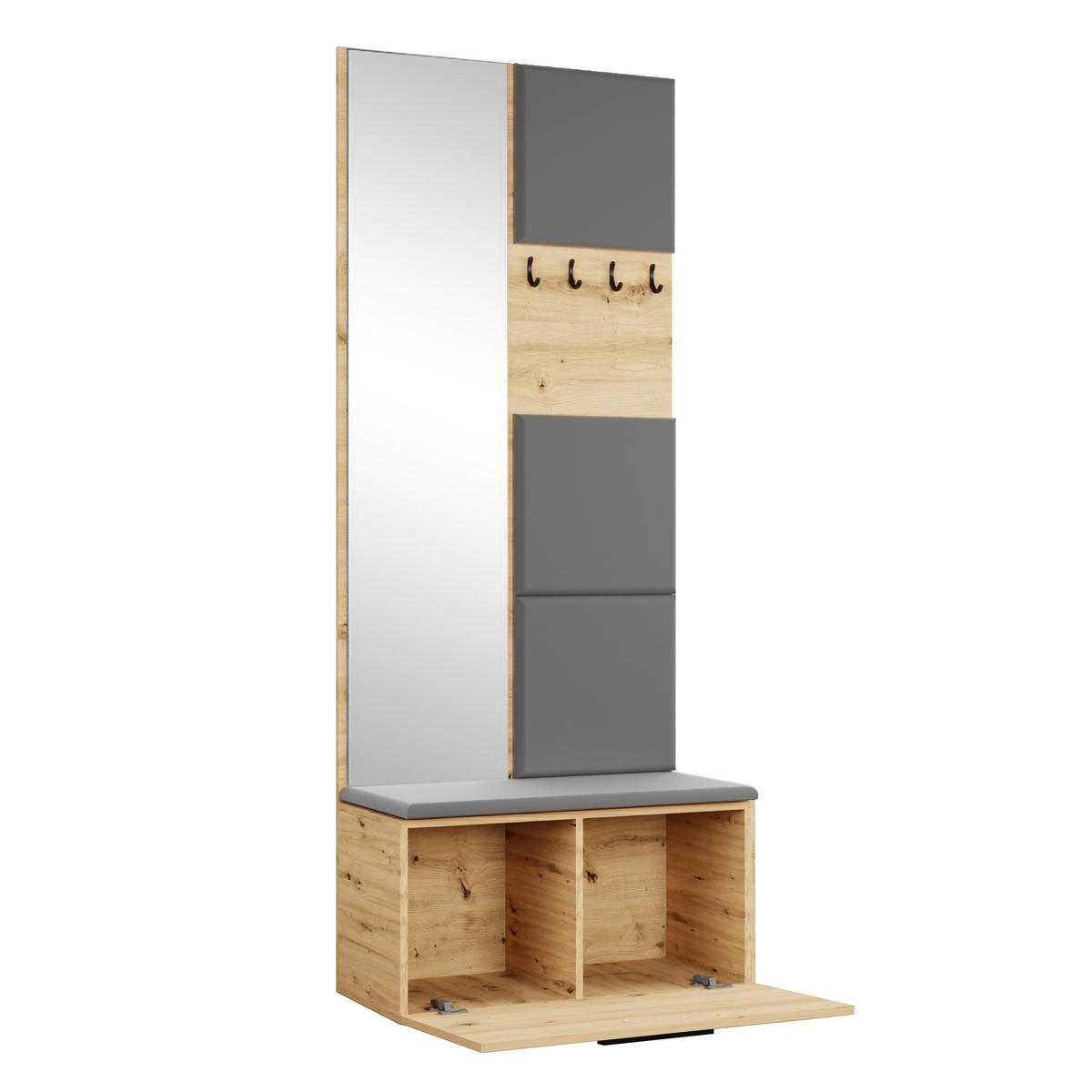 GARDEROBENSCHRANK MODULO 80,6/204/40 cm Modern Garderobe-Set Eiche Artisan - Eiche Artisan/Grau, Holzwerkstoff (80.6/204/40cm) - MASSENO