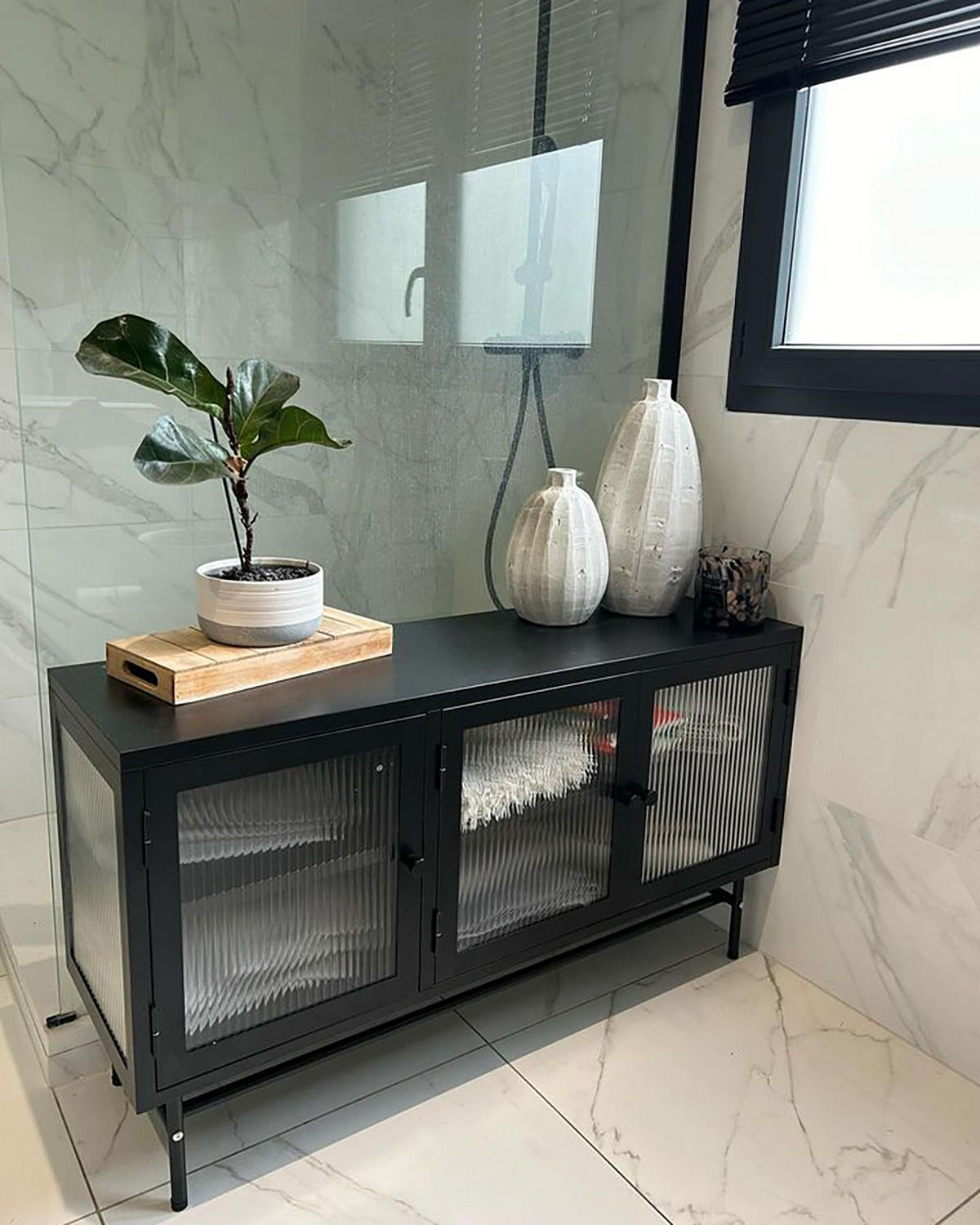 SIDEBOARD Černý Devon - černá, kov (115/64/35cm) - Beliani