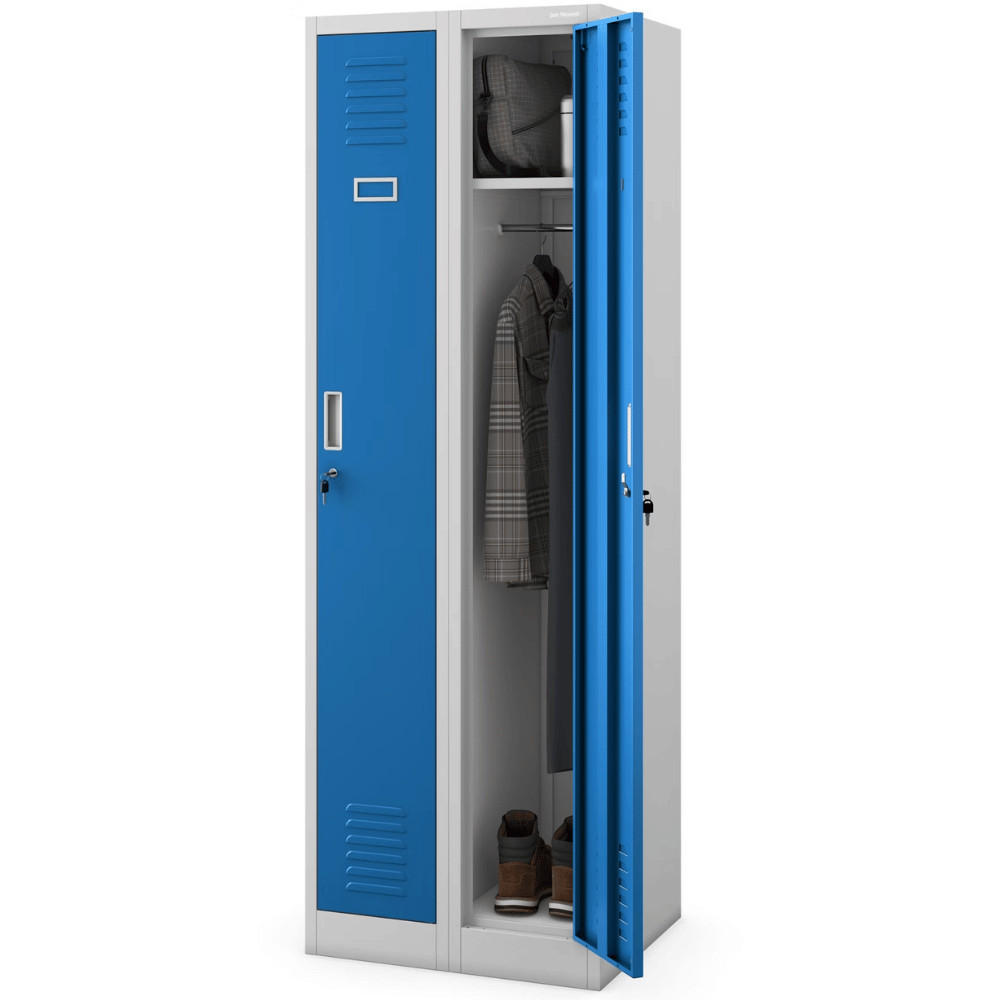 UMKLEIDESCHRANK Spind WIEN 2 Abteile 180x60x50cm Grau-Blau - Grau, Metall (60/180/50cm) - DELUKE