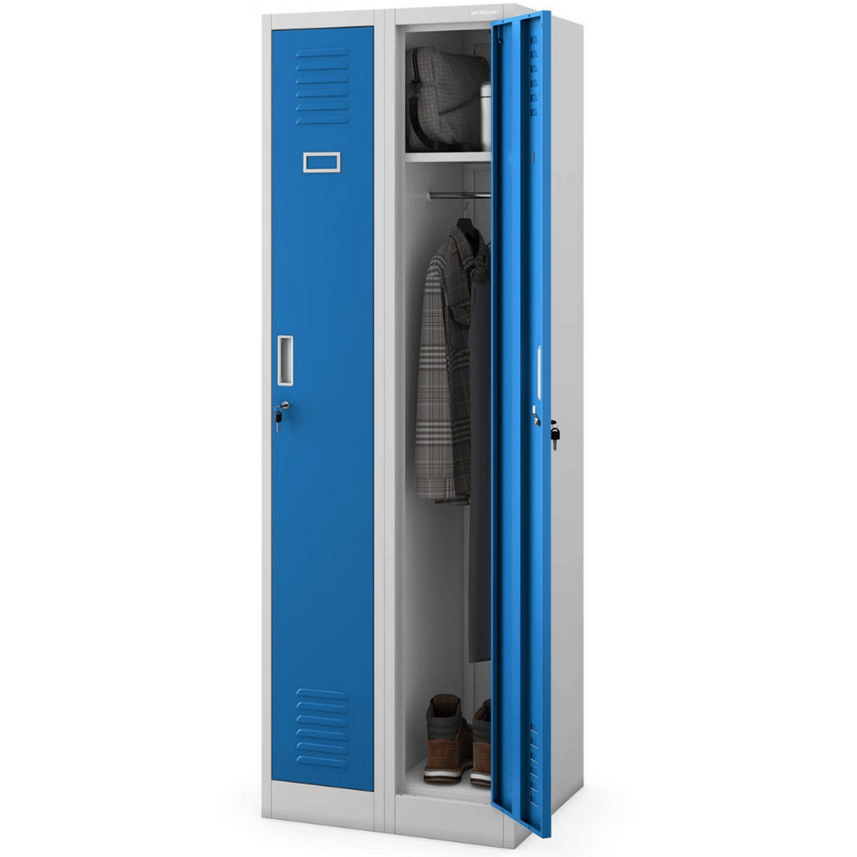 UMKLEIDESCHRANK Spind WIEN 2 Abteile 180x60x50cm Grau-Blau - Grau, Metall (60/180/50cm) - DELUKE