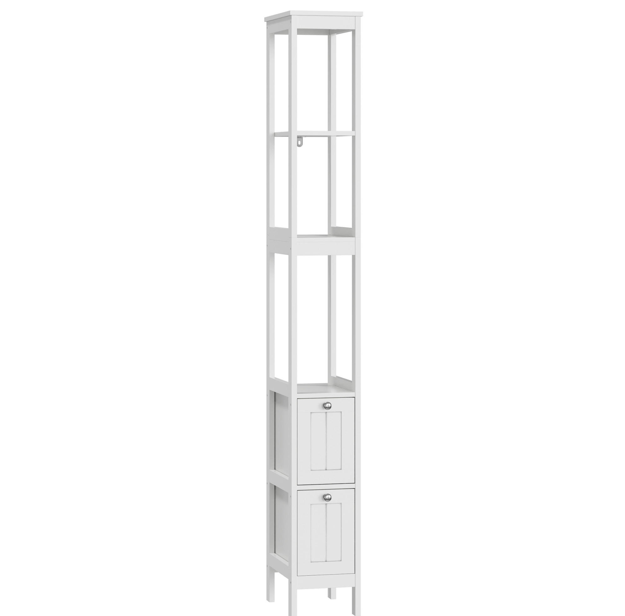 HOCHSCHRANK 20/30/160 cm aus MDF und Holzwerkstoff mit 2 Schubladen Weiß - Weiß, Holzwerkstoff (20/160/30cm) - Modenvie