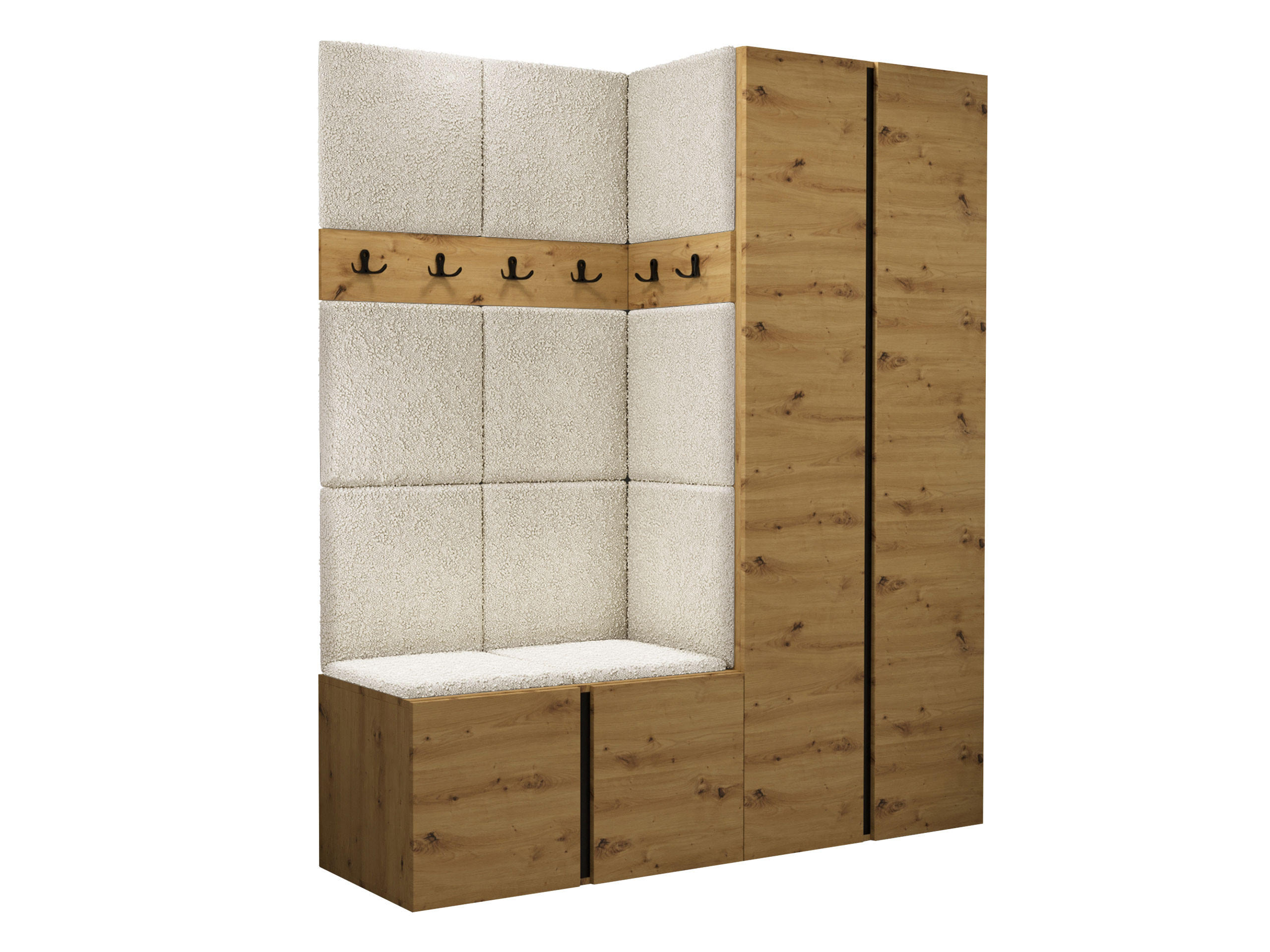 GARDEROBEN-SET Orion III - Creme/Eiche Artisan, Holzwerkstoff/Kunststoff (158/186/46cm) - MIRJAN24