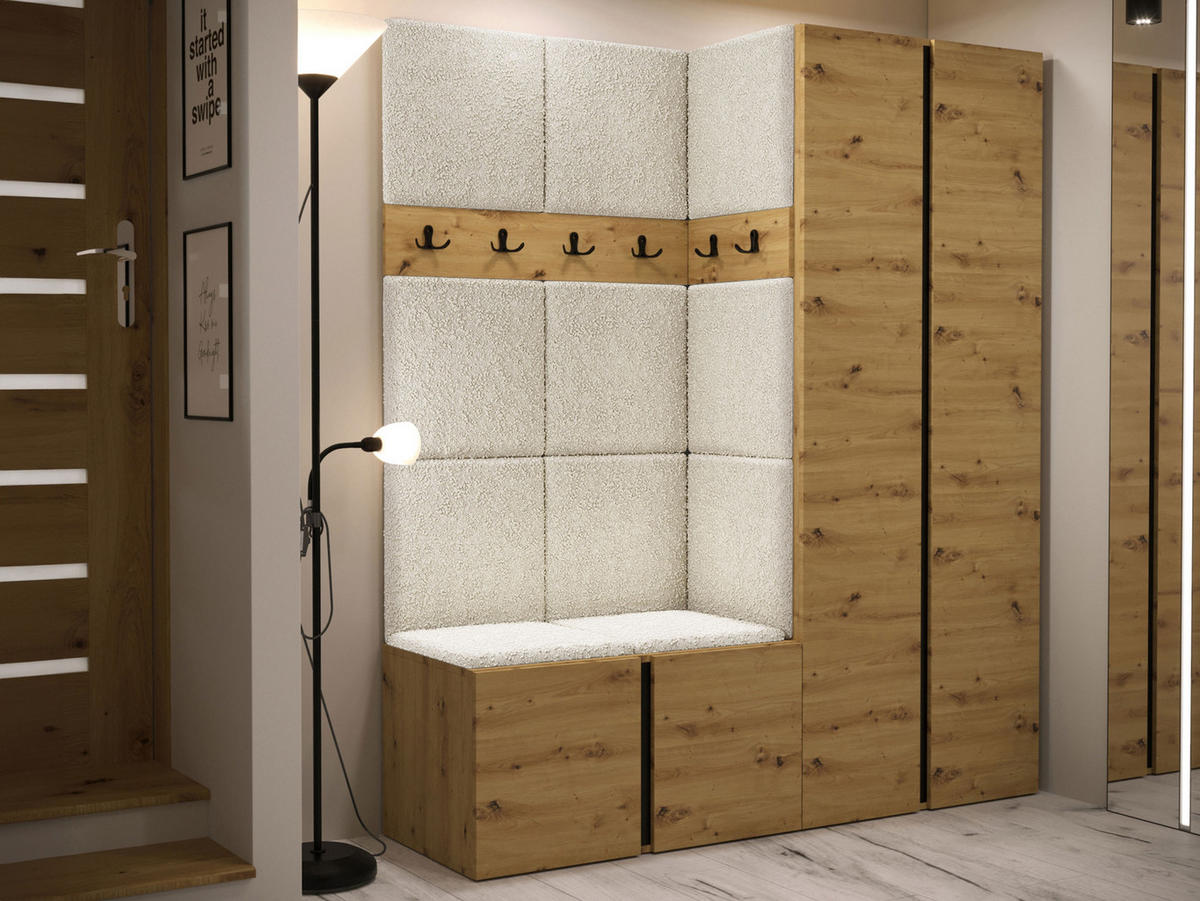 GARDEROBEN-SET Orion III - Creme/Eiche Artisan, Holzwerkstoff/Kunststoff (158/186/46cm) - MIRJAN24