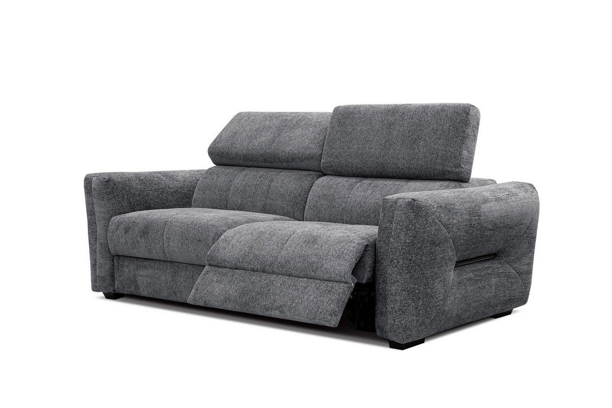 SOFA CALVERA 3-Sitzer mit 1 Relaxfunktion, graphitfarben - Graphitfarben, Holzwerkstoff/Textil (204/79/106cm) - Courtois Laville