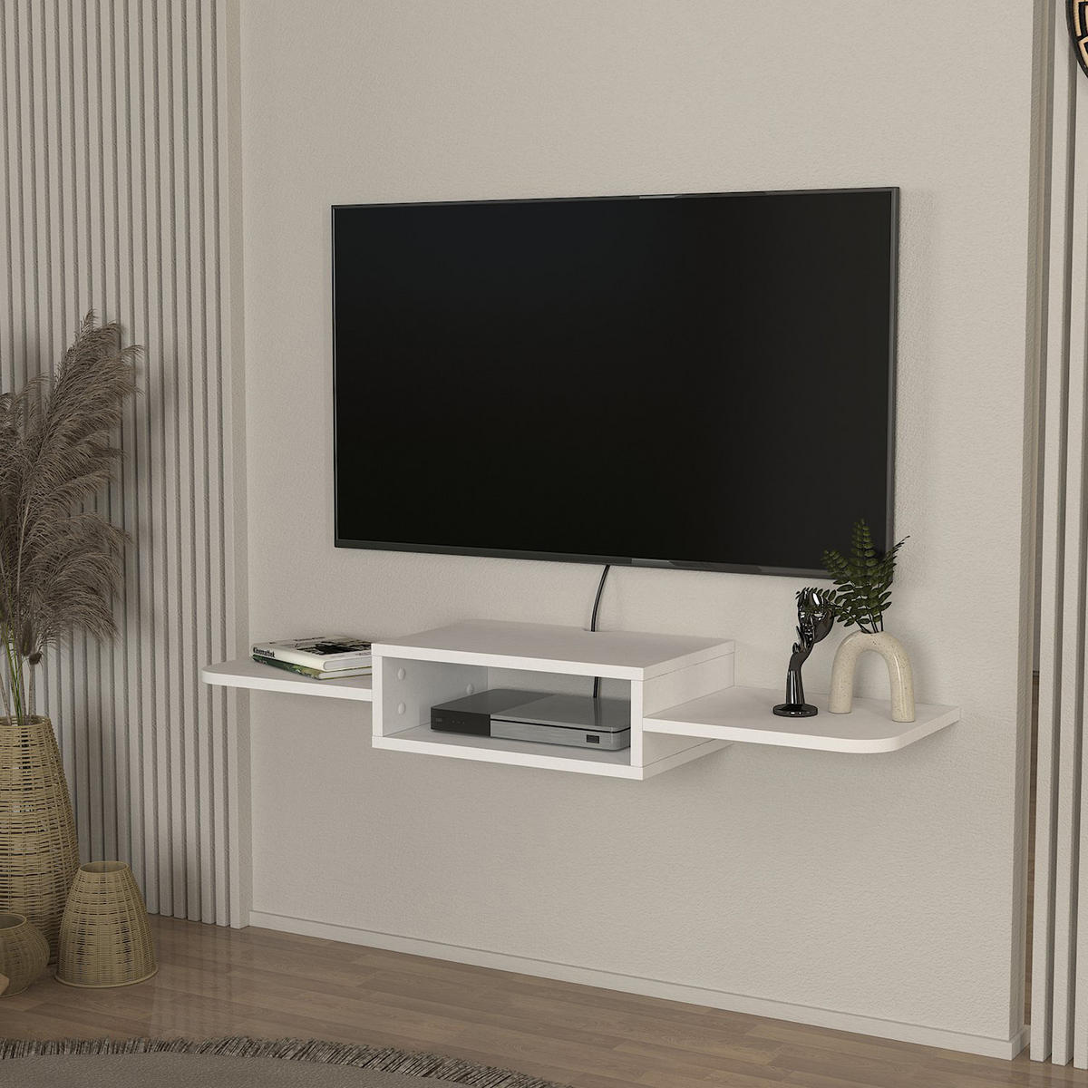 NÍZKÁ SKŘÍŇKA Tar - bílá, kompozitní dřevo (115/15.5/15.5cm) - [en.casa]