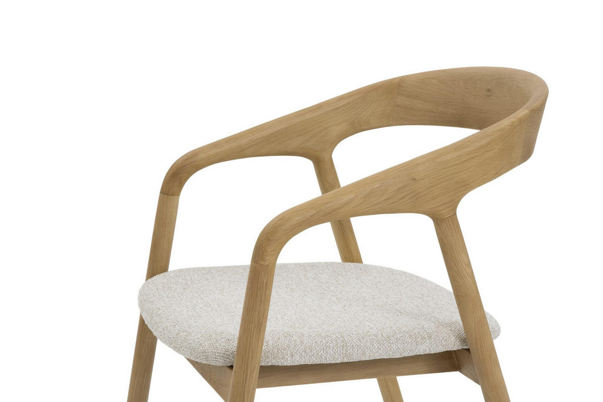 ESSZIMMERSTHUHL Celeste, Natur Massiveiche + beiges veganes Leder - Beige, Holz (53/80/62cm) - WOODEK