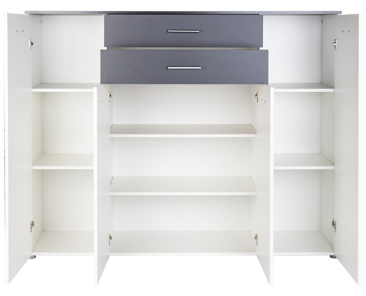 HIGHBOARD Kommode Prato - Anthrazit/Silberfarben, Holzwerkstoff/Kunststoff (156/123/39cm) - arthur berndt