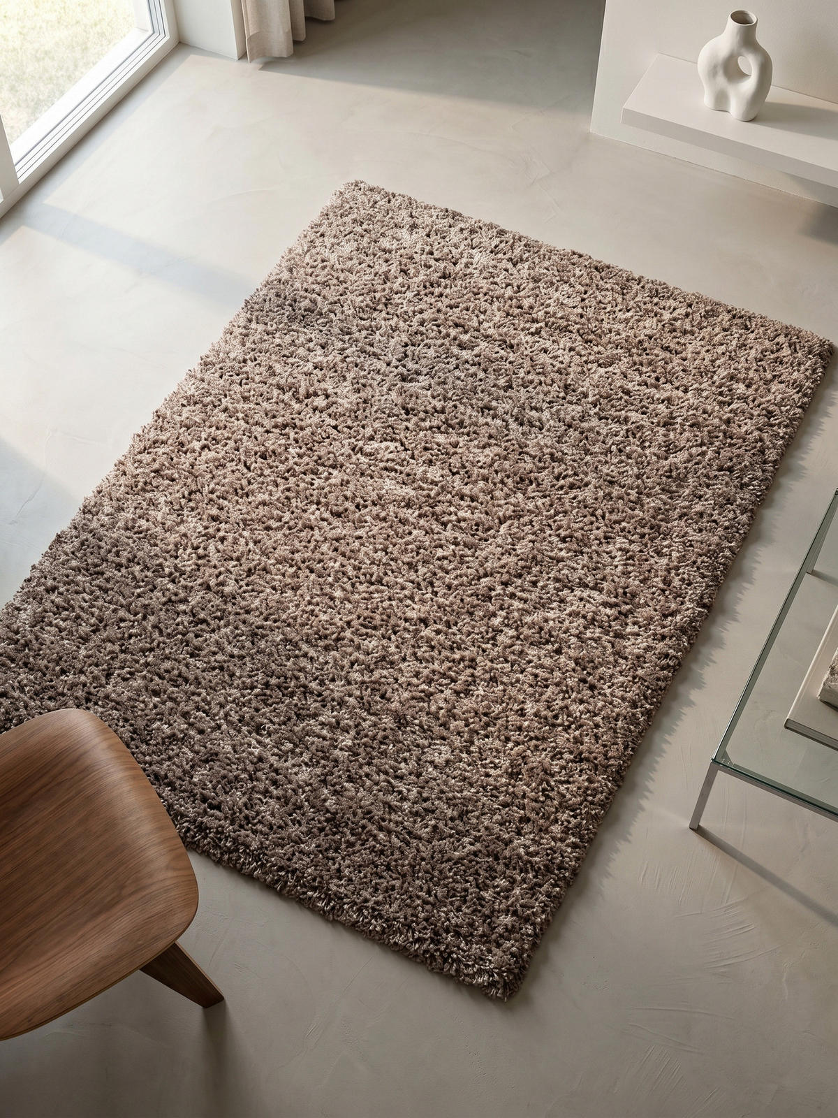 TEPPICH Hochflor Unifarben Polypropylen Wohnzimmer Shaggy Mokka Rechteckig 300x400 - Braun, Textil (400/300cm) - KADIMA DESIGN