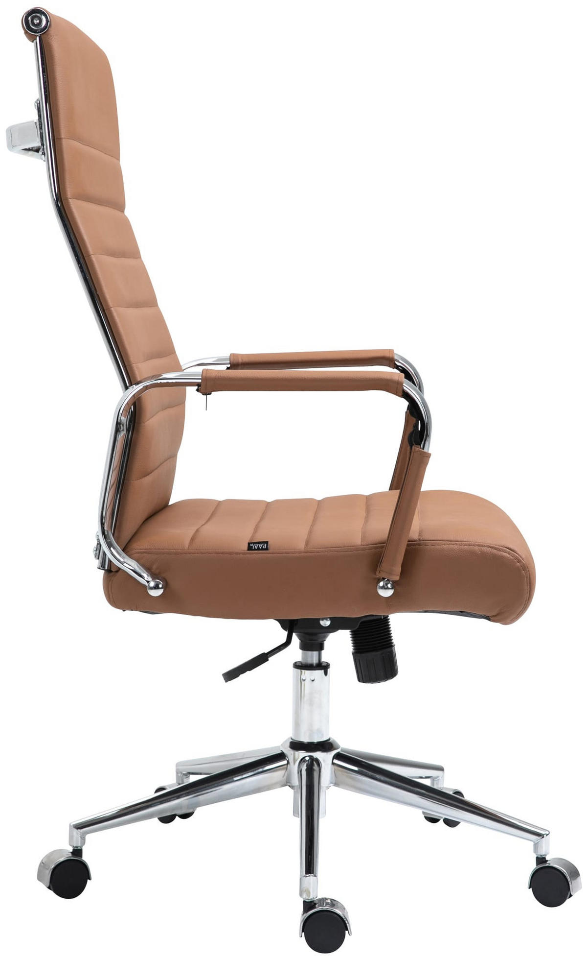 KONTORSSTOL Kolumbus äkta läder - Kromfärg/Ljusbrun, Läder/Metall (58/105/66cm) - CLP