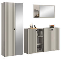 GARDEROBEN-SET 3-teilig Kaschmir 235 cm, Garderobenschränke mit 15 Fächern - Kaschmir/Schwarz, Glas/Holzwerkstoff (235/192/37cm) - Inn.Furn