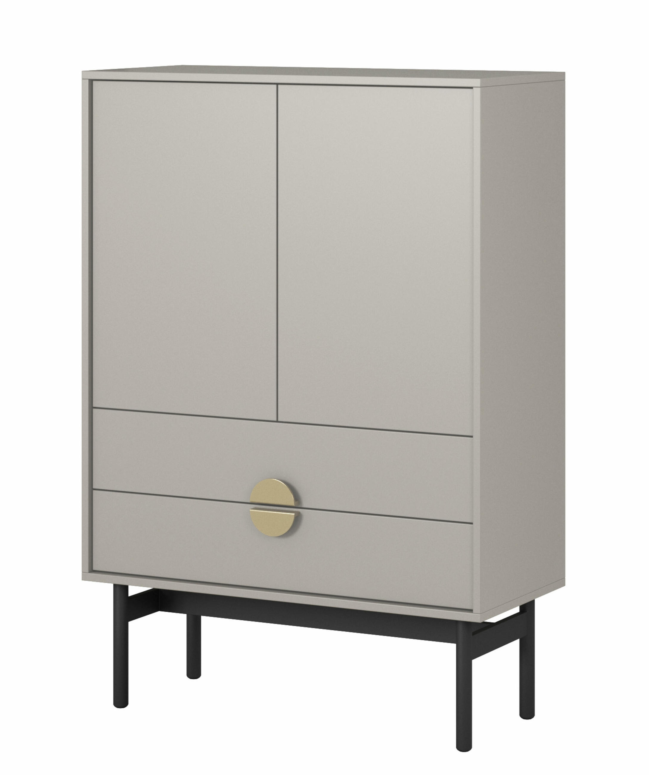 HIGHBOARD Stoon Grau-Beige 85 cm - Greige/Goldfarben, Holzwerkstoff/Metall (85/124/38cm) - Selsey