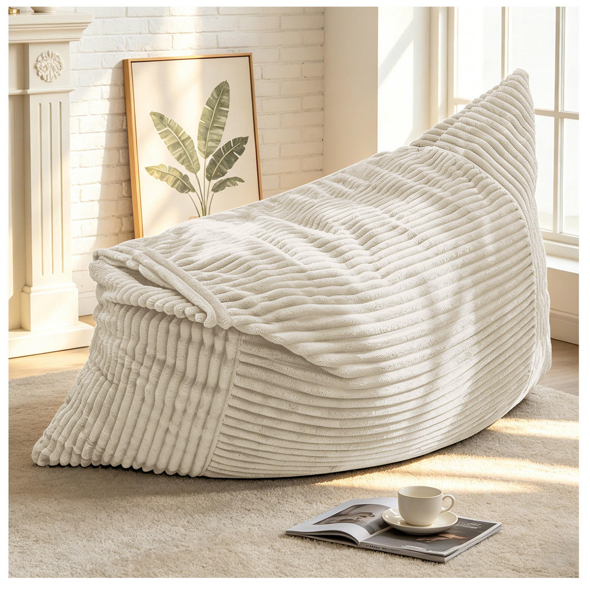 SITZSACK 3-in-1 Weiß Cord - Weiß, Kunststoff (125/10/180cm) - Meubliv