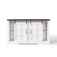 SIDEBOARD 150/40/85 cm Weiß mit Stauraum, Schiebetüren und 4 Schubladen - Weiß, Holz (150/85/40cm) - Oxeza