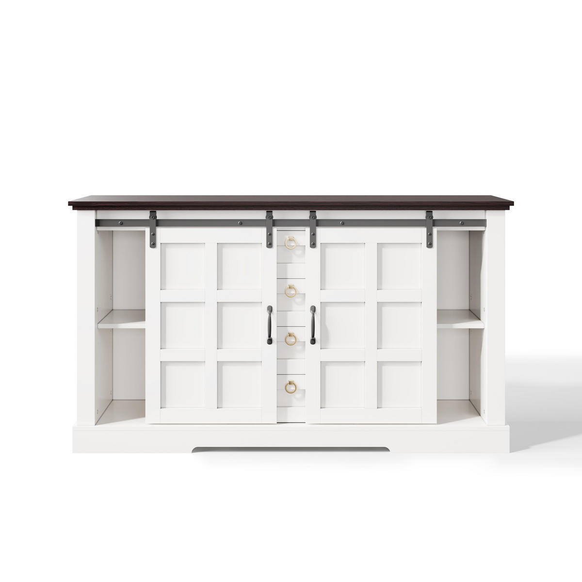 SIDEBOARD 150/40/85 cm Weiß aus MDF mit Schiebetüren - Weiß, Holzwerkstoff (150/85/40cm) - OKWISH