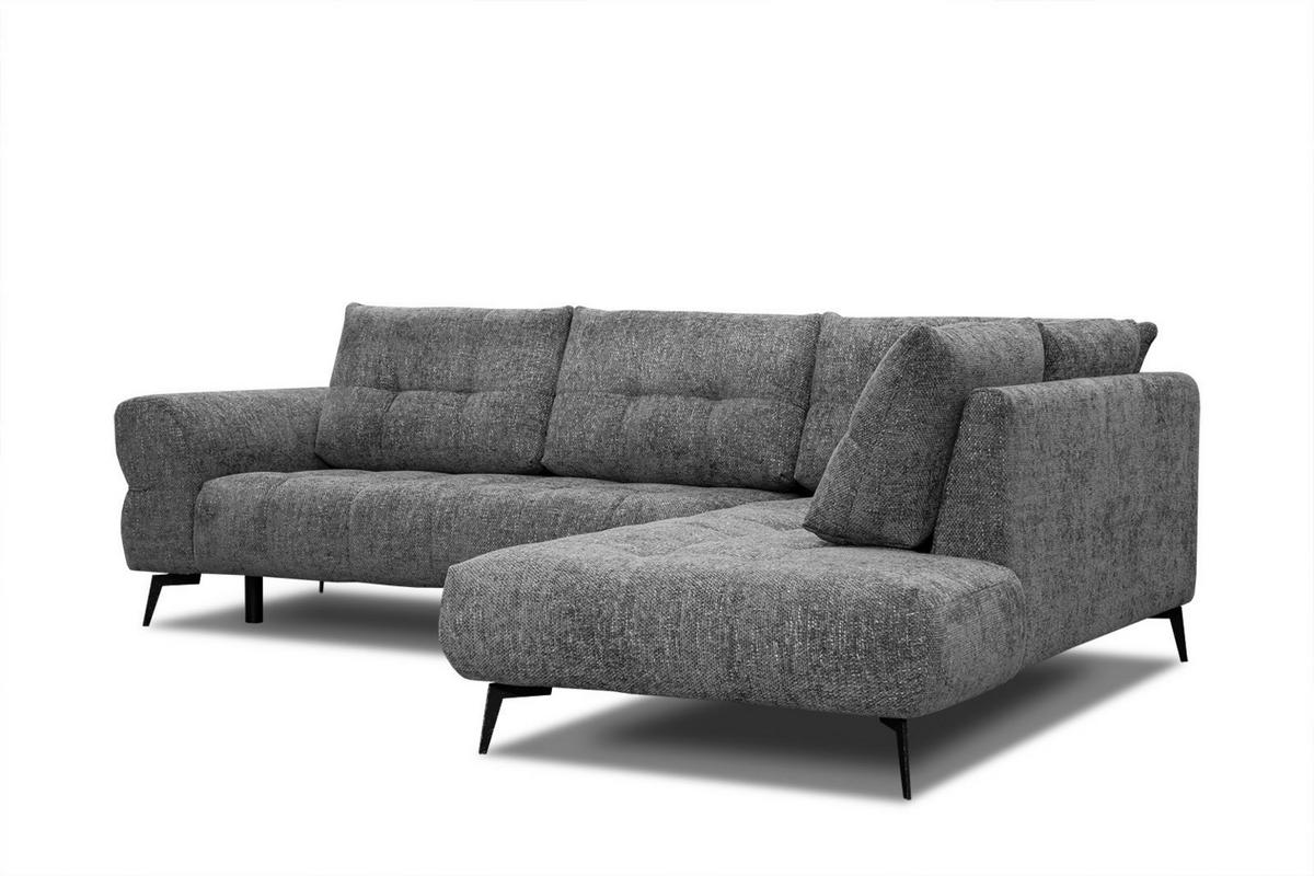 ECKSOFA SALVINI 5-Sitzer, dunkelgrau - Dunkelgrau/Schwarz, Holzwerkstoff/Textil (292/158cm) - Courtois Laville