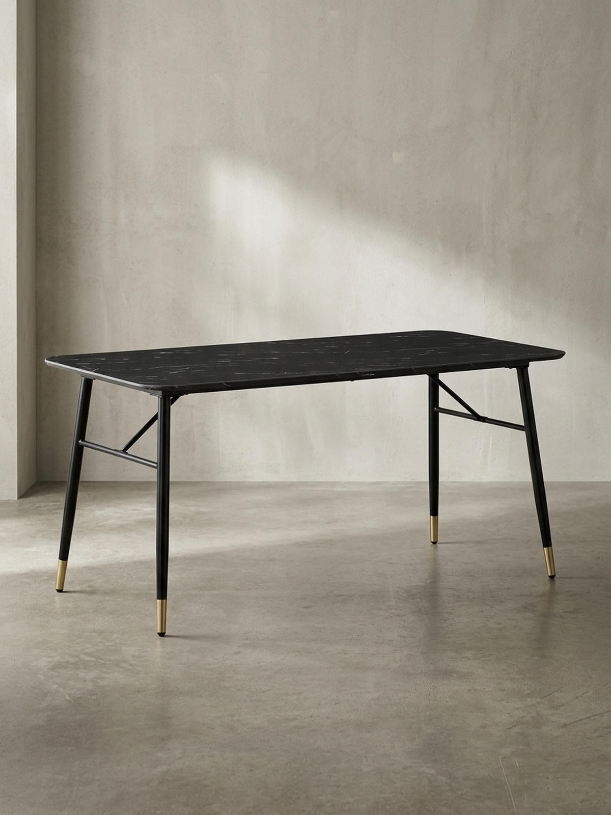 ESSTISCH Marmoroptik Metall Rechteckig Modern Klein, Schwarz 140x80x76 cm - Goldfarben/Schwarz, Holzwerkstoff/Metall (80/140/76cm) - KADIMA DESIGN