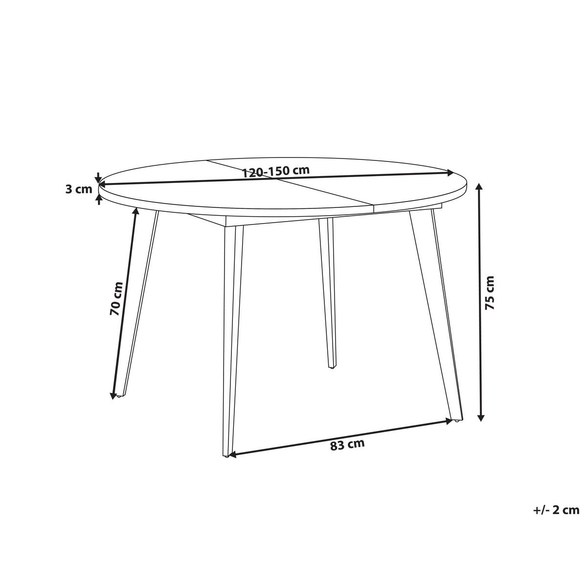 AUSZIEHBARER-ESSTISCH 120/150-120 cm Dunkler Holzfarbton/Schwarz Bovina - Dunkelbraun/Schwarz, Holzwerkstoff (120/120/75cm) - Beliani