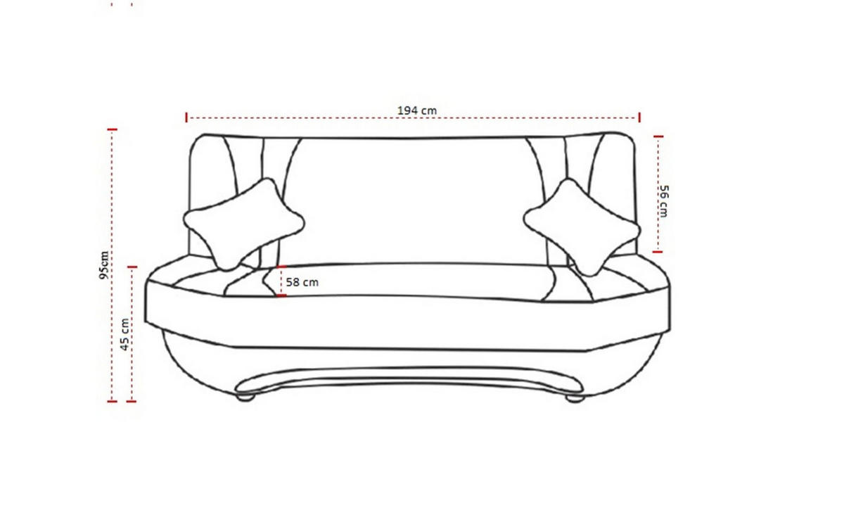SCHLAFSOFA Kandy - Rot, Holzwerkstoff/Textil (189/88/90cm) - Fun Möbel