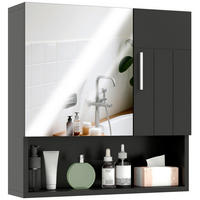 SPIEGELSCHRANK mit Spiegel, verstellbaren Einlegeböden, 54 x 15,2 x 55,3 cm ,Schwarz - Schwarz, Glas (54/55.3/15.2cm) - Vallsero