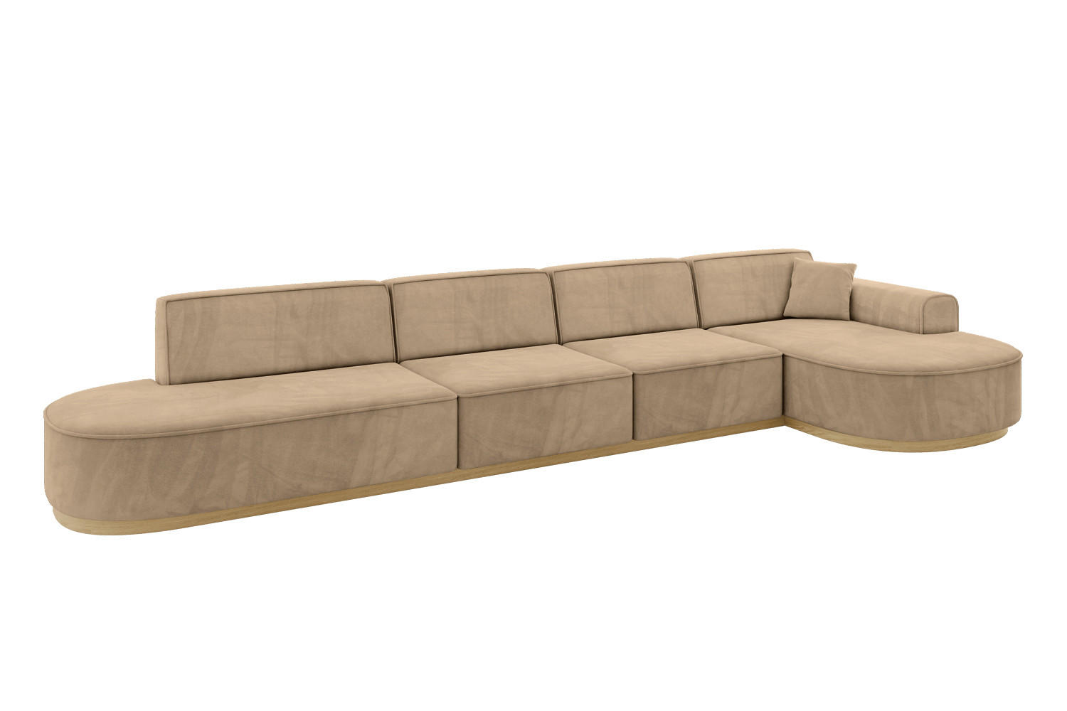 ECKSOFA Ottomane Rechts MARI-L3-v2 - 413x171x83 cm Taupe Velours - Taupe, Holzwerkstoff/Textil (171/413cm) - ALTDECOR