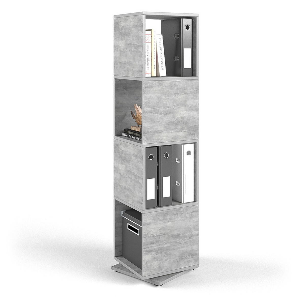 DREHREGAL Beton 35.2 x 144.2 cm - Grau, Holzwerkstoff (35.2/144.2/35.2cm) - Vicco