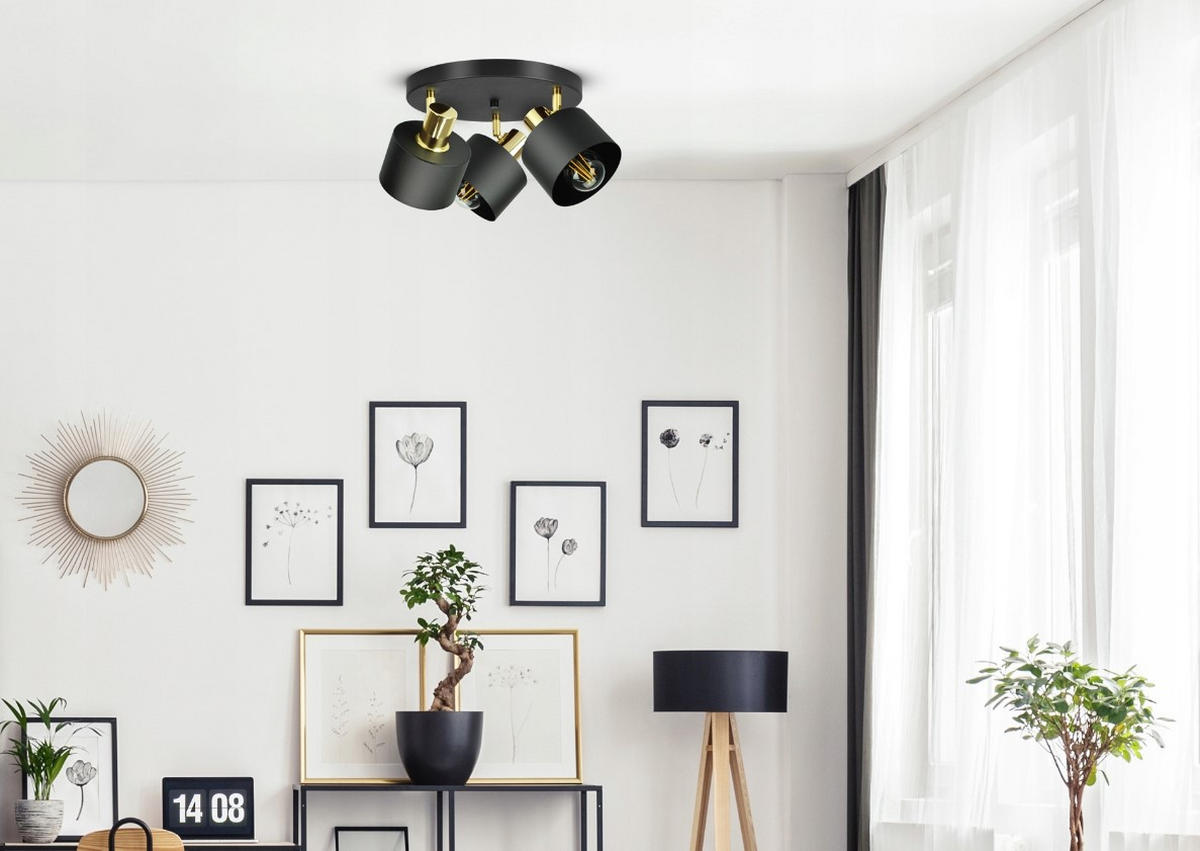 DECKENLEUCHTE BLACKSPOT - Goldfarben/Schwarz, Metall (30/30/20cm) - kiki design
