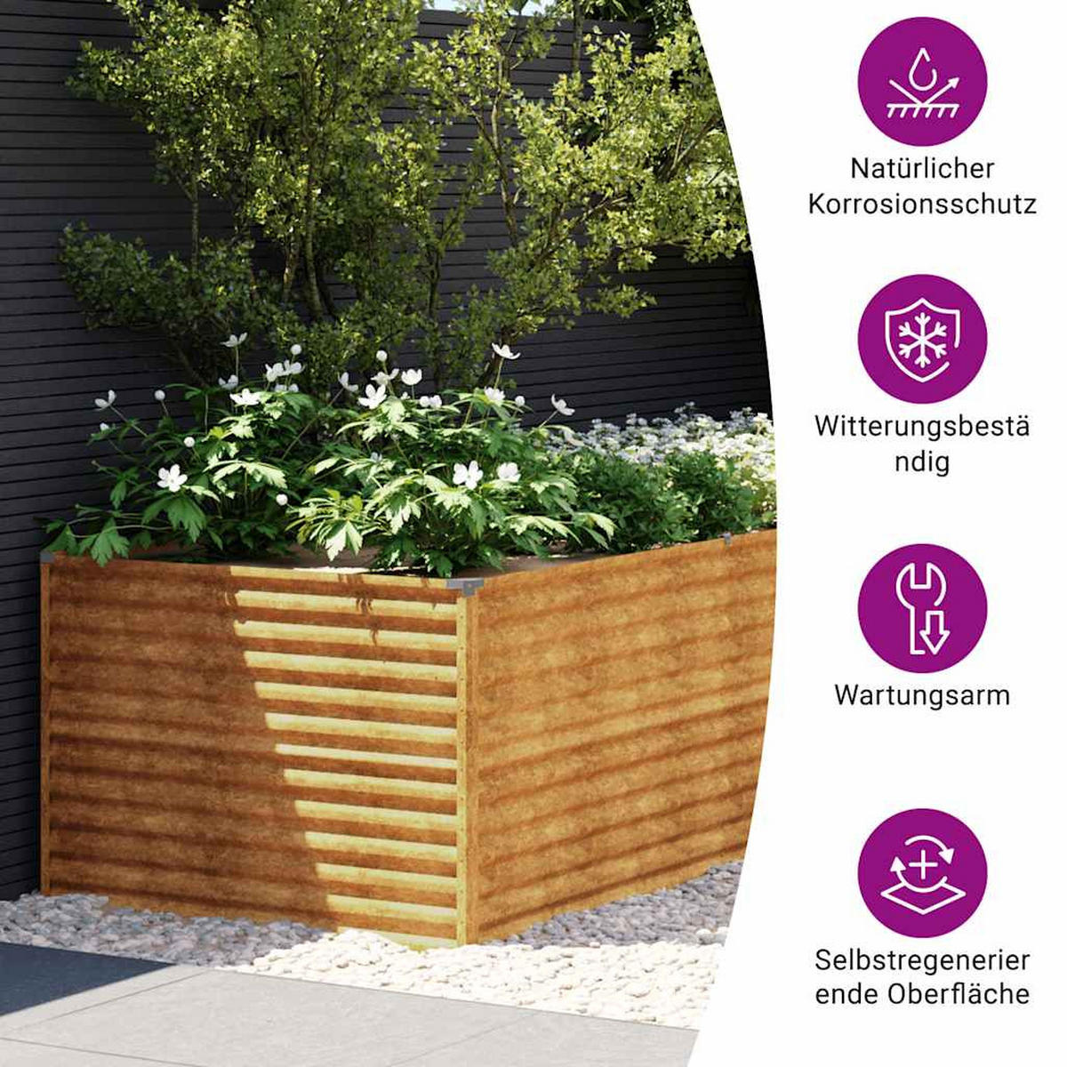 HOCHBEET 386/100/69 cm, aus Cortenstahl, Rostig - Braun, Metall (100/69/386cm) - vidaXL