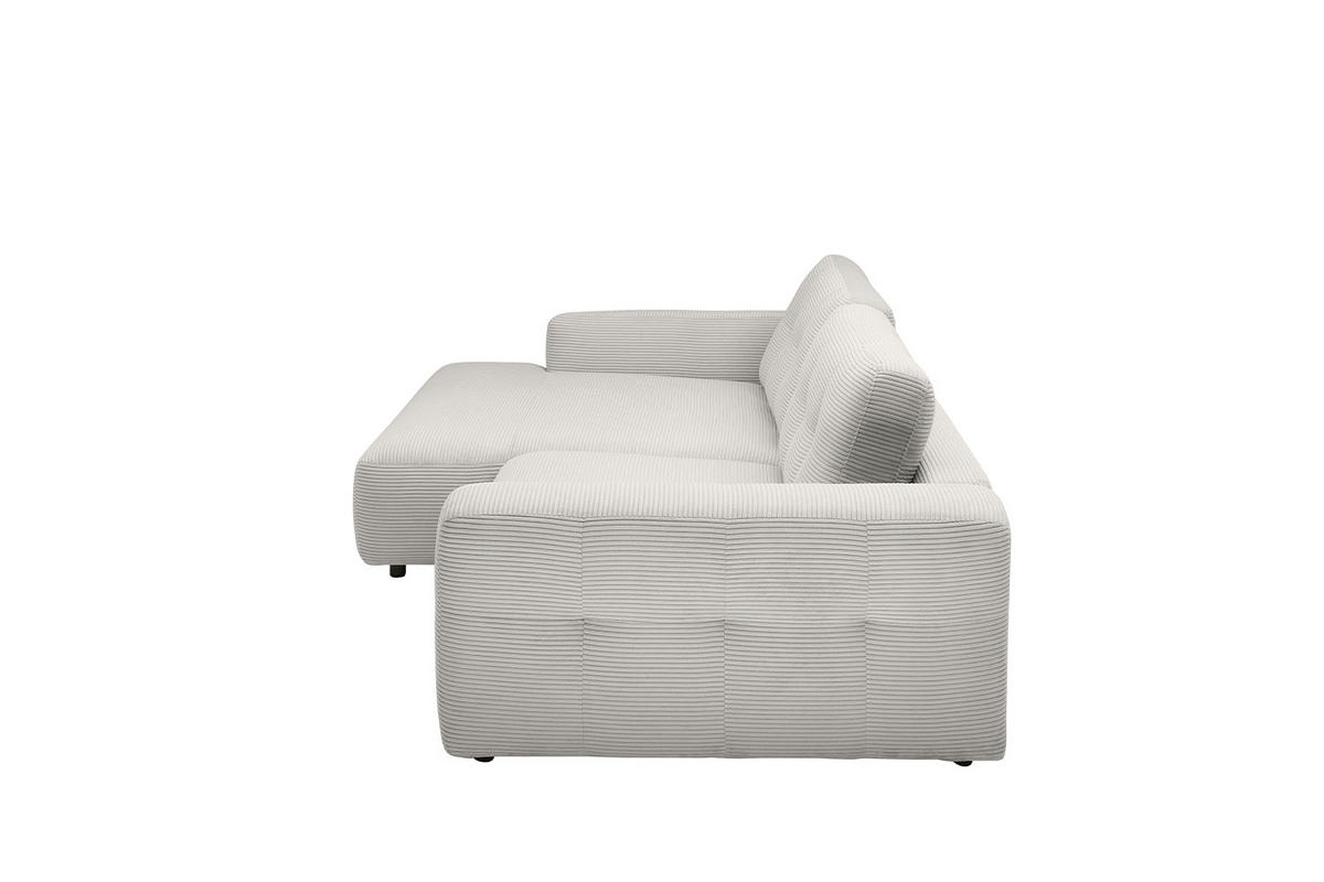 ECKSOFA XL MIKA Hellgrau Cord - Hellgrau/Schwarz, Kunststoff/Textil (296/167cm) - KAWOLA