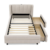 POLSTERBETT 90/200 cm in Beige mit 2 Schubladen, USB und Type-C Chenille - Beige, Holzwerkstoff/Textil (90/200cm) - STILVORA