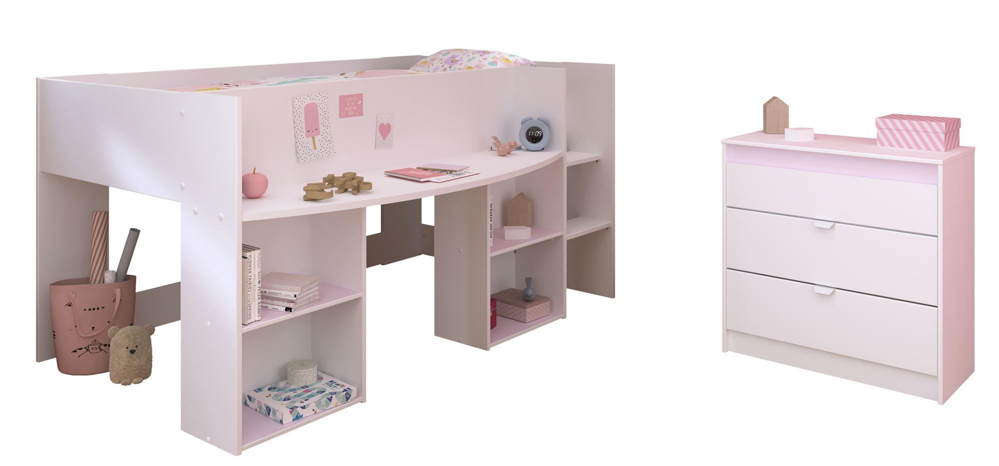 KINDERZIMMER-SET 2-tlg. Parisot Pirouette 16 Holzdekor Weiß - Weiß, Kunststoff (100/1/200cm) - 58aufmkessel
