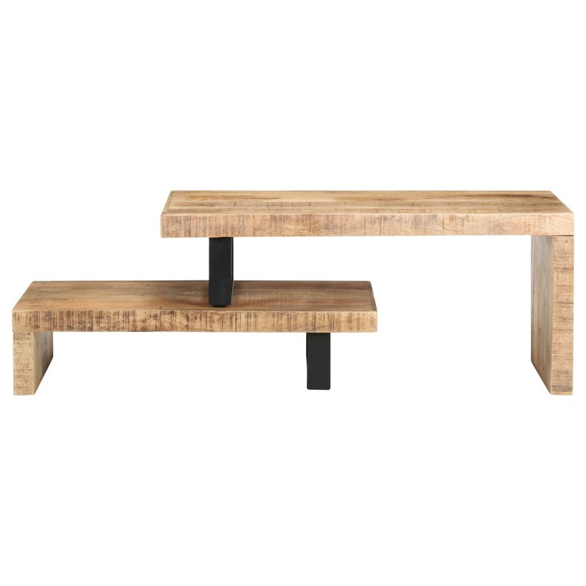 2-TLG. Couchtisch-Set Massivholz Mango - Braun, Holz (50/1/40cm) - furnicato