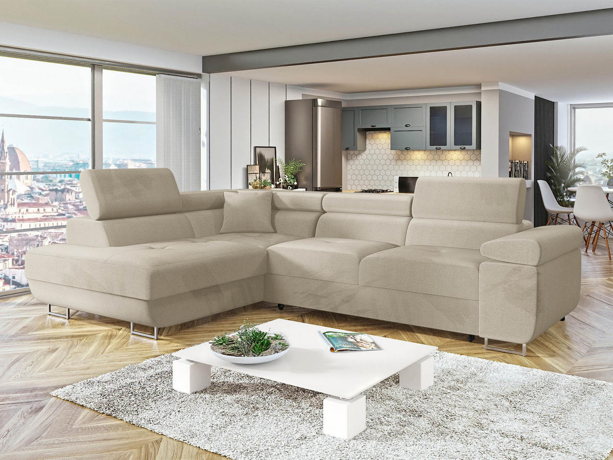 ECKSOFA Torezio, Seite: Links - Beige, Holz/Textil (274/203cm) - MIRJAN24