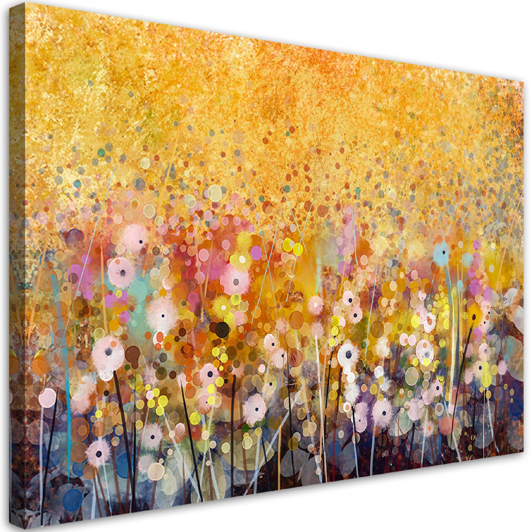 WANDBILD bunte blumen wiese natur - Goldfarben, Textil (60/40cm) - Feeby