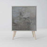 SIDEBOARD CONCRETE WALL, Grau, 57,5x42x77,5 cm, Schräge Buchenholzfüße - Buchefarben/Multicolor, Holzwerkstoff/Buchenholz (57.5/77.5/42cm) - SpaceRebels