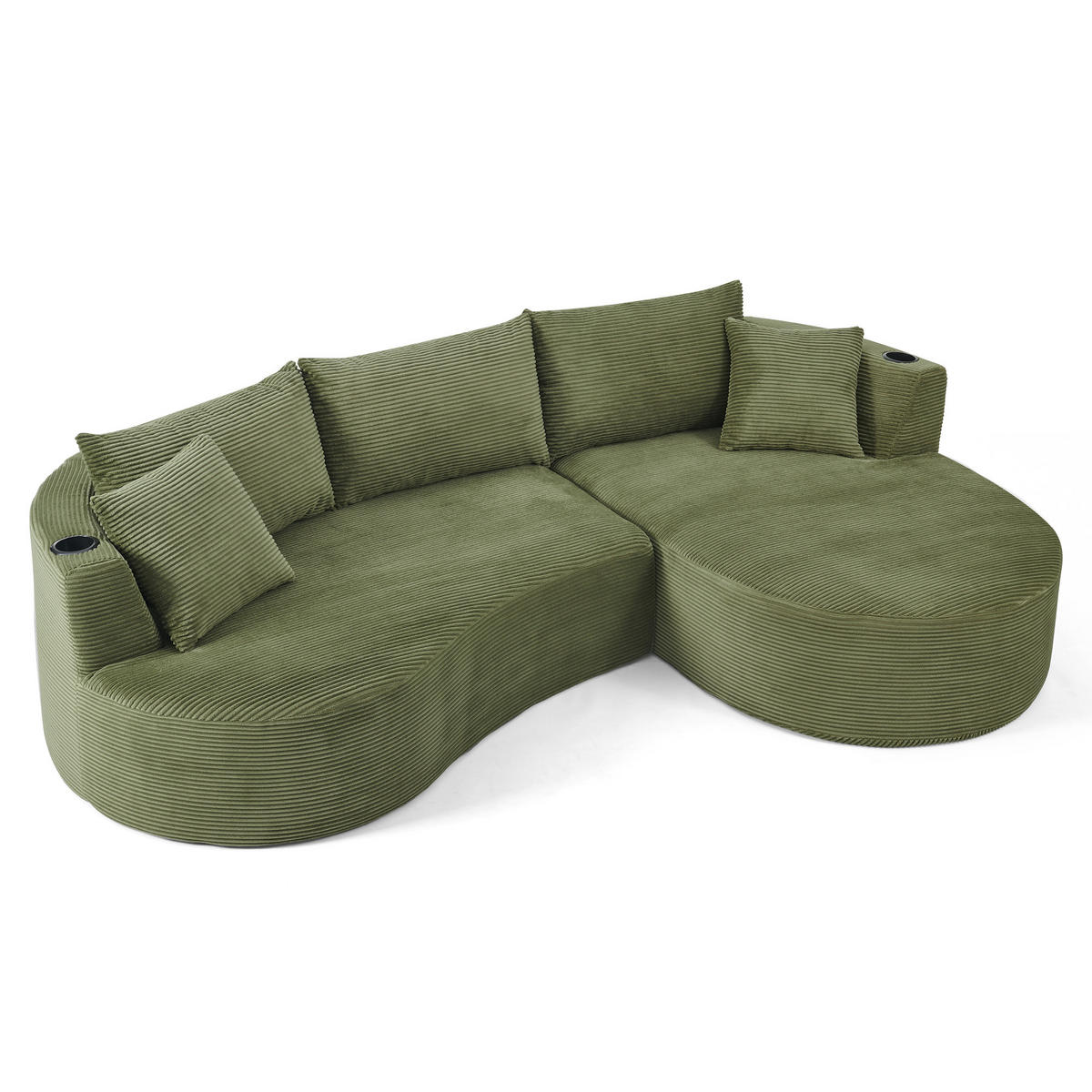 ECKSOFA 264/168/76 cm Grün mit Getränkehalter (Rechte Seite) - Grün, Textil (264/168cm) - Oxeza