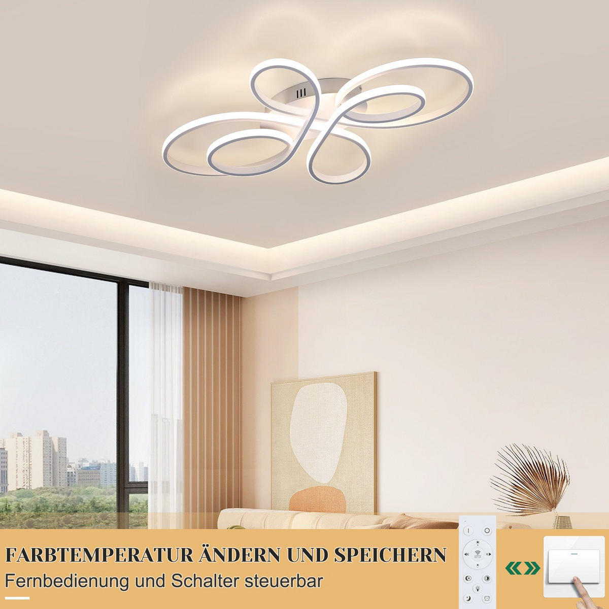 LED-DECKENLEUCHTE Aphroe 80/50/8.5cm - Weiß, Metall (80/50/8.5cm) - ZMH