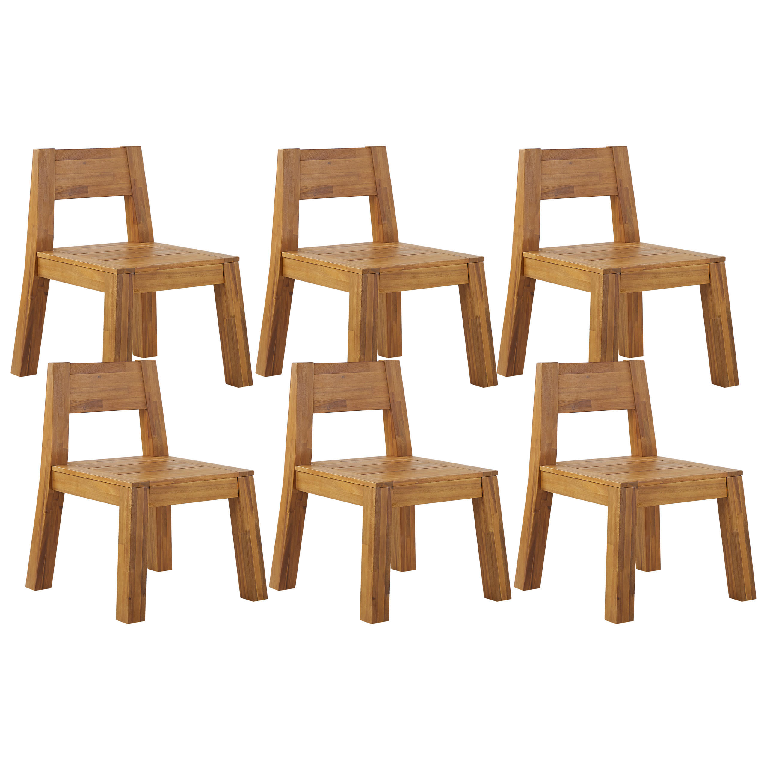 GARTENSTUHL 6er-Set Akazienholz hellbraun Livorno - Hellbraun, Holz (59/81/61cm) - Beliani