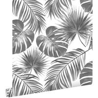 TAPETE tropische Blätter 53 cm x 10.05 m - Schwarz, Papier (53/1000cm) - ESTAhome
