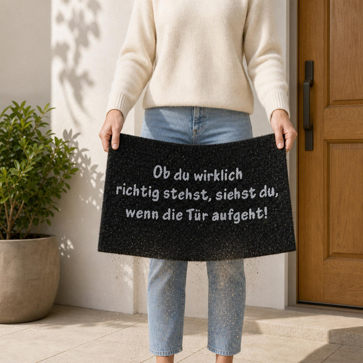ROHOŽKA Přírodní Černá Bílá kokos protiskluzová 60x40 cm - černá, textil/plast (40/60cm) - Relaxdays